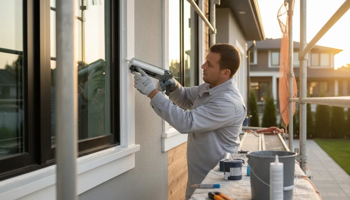 Professional caulking and sealing on El Paso, TX home exterior for weatherproof protection