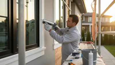Professional caulking and sealing on El Paso, TX home exterior for weatherproof protection
