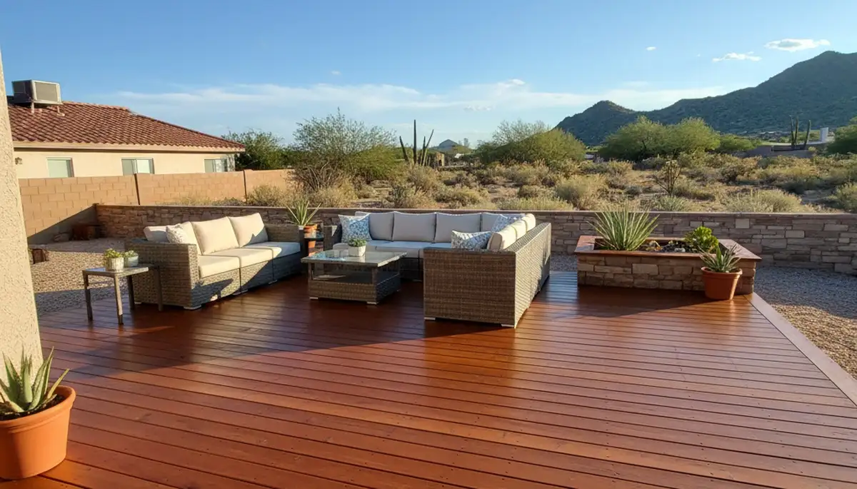 Finished deck staining by house painters in El Paso, TX enhances wood beauty and protects outdoor spaces
