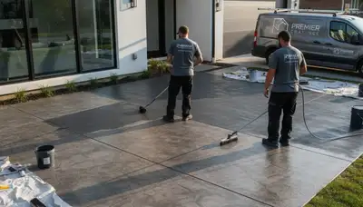 Professional concrete staining on patio in El Paso, TX with UV-resistant desert finish