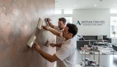 Professional faux painting finish on living room wall by expert painters in El Paso, TX