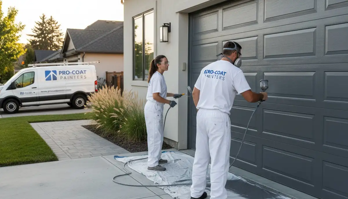 Professional garage door painting in El Paso TX enhancing curb appeal with durable desert-safe finish