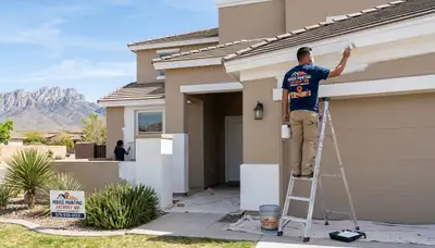 Professional house painters working on residential exterior in El Paso, TX