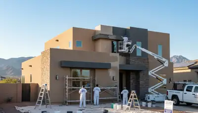 Professional house painters enhancing home exterior in El Paso TX