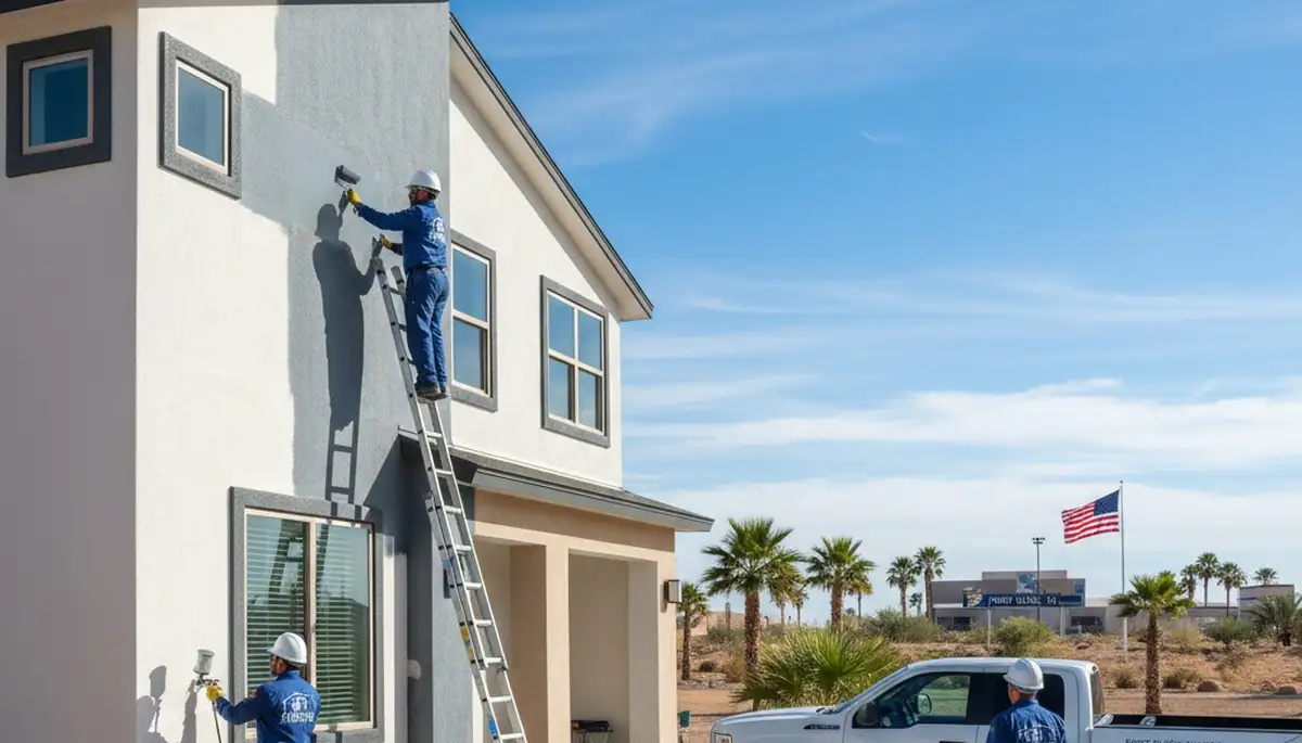 Professional house painters in El Paso TX applying fresh exterior paint to a residential home