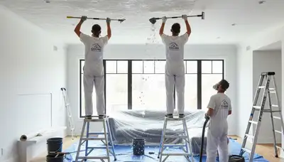 Professional popcorn ceiling removal service in El Paso, TX home interior by expert painters