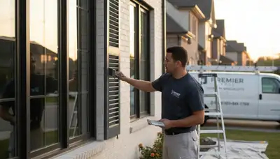 Professional shutter painting and refinishing in El Paso, TX home under bright desert sunlight