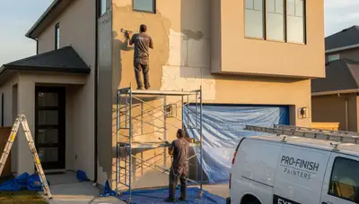 Professional stucco repair on El Paso TX home exterior by local house painting experts