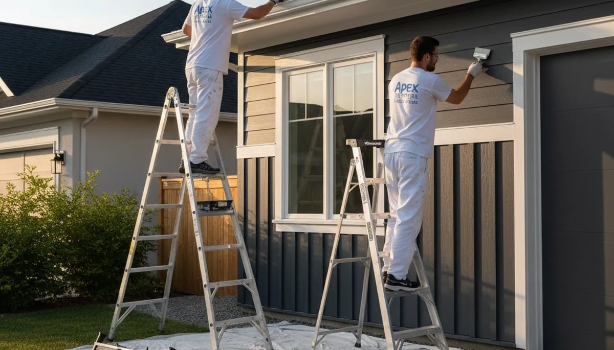 Professional trim and fascia painting on stucco home in El Paso, TX by expert house painters