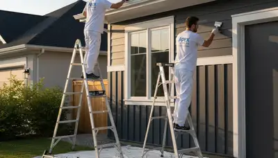 Professional trim and fascia painting on stucco home in El Paso, TX by expert house painters