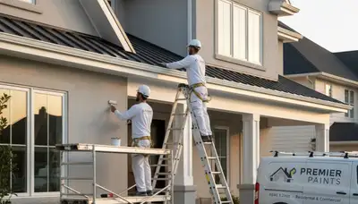 Professional trim and fascia painting on stucco home in El Paso, TX by expert house painters