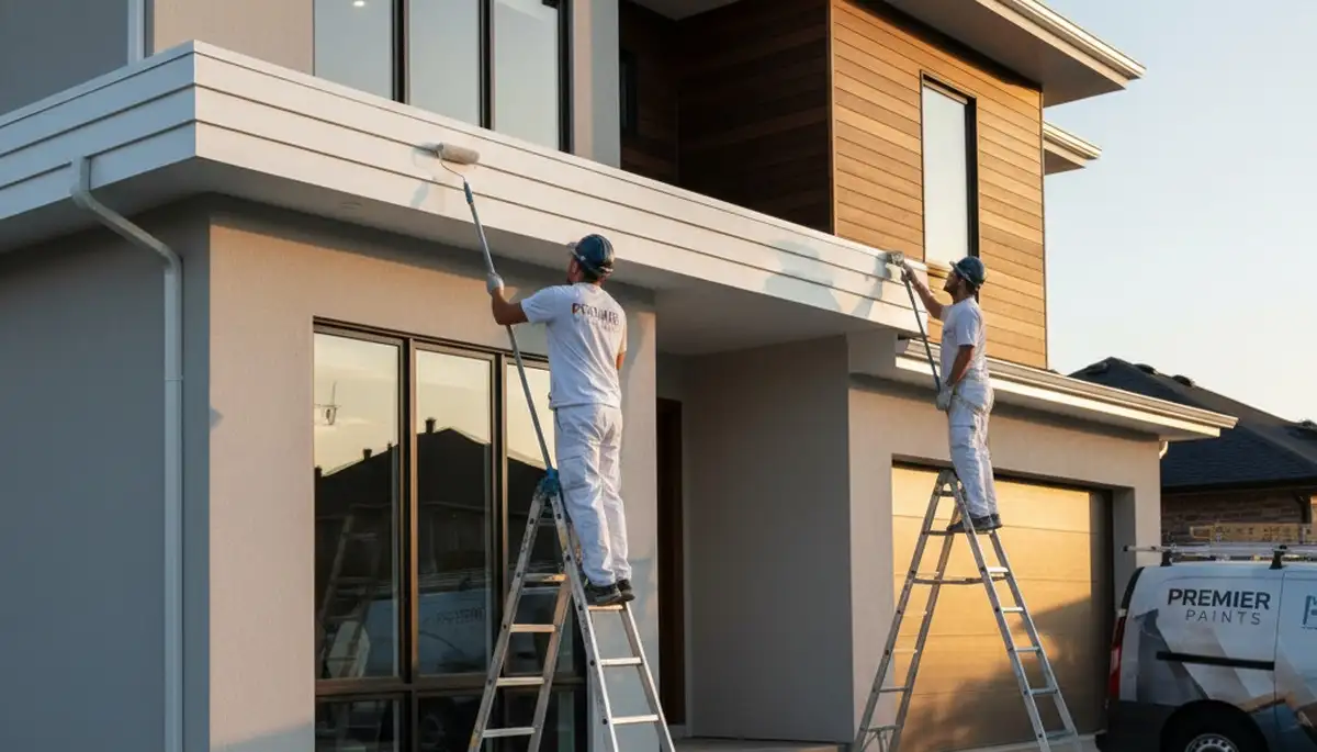 Professional trim and fascia painting on stucco home in El Paso, TX by expert house painters